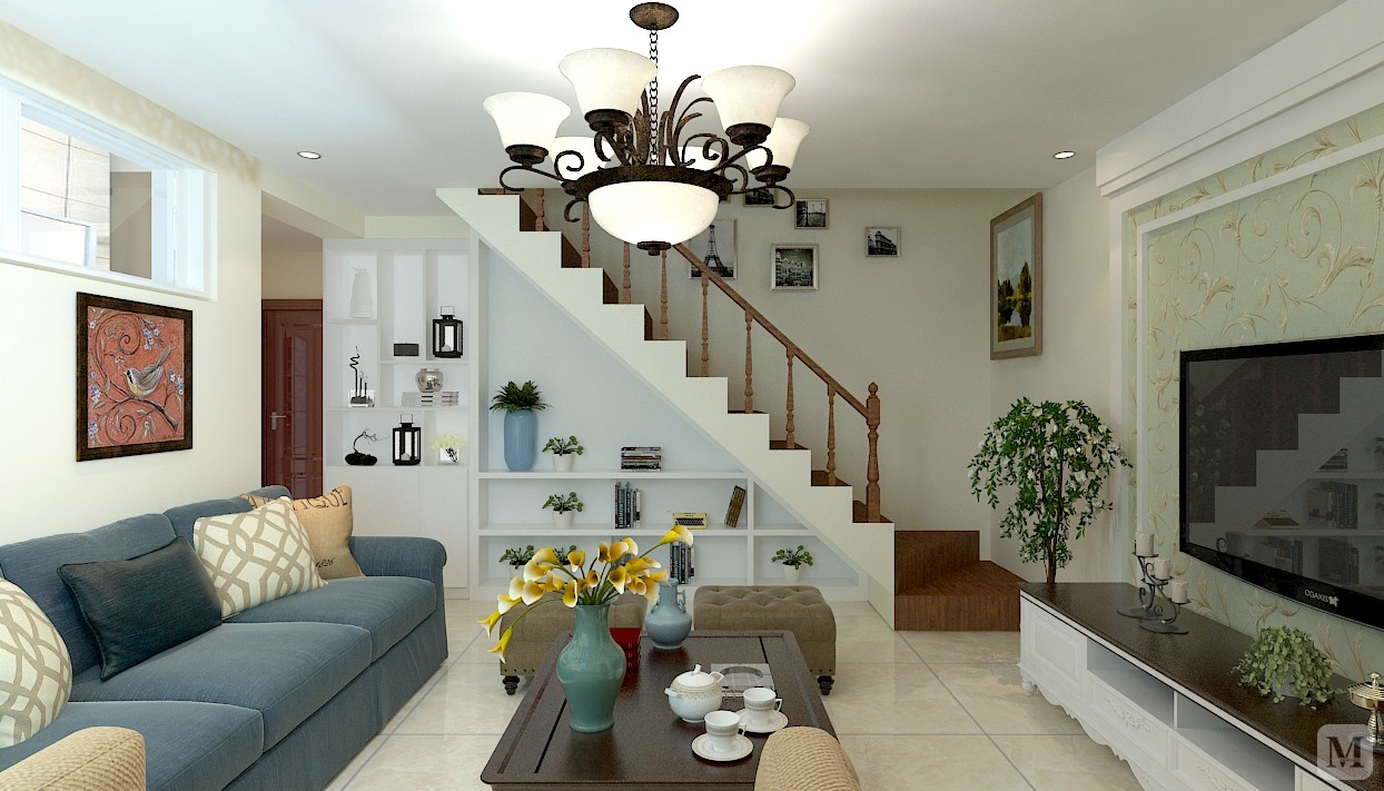 2万95㎡简约二房装修颐高上海街小复式-红星美凯龙家装效果图