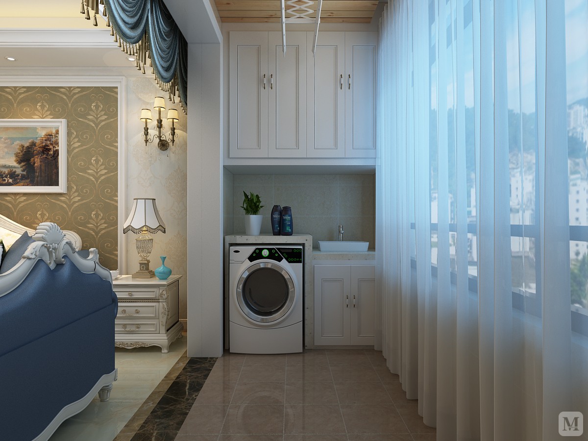 简欧阳台组合柜装修效果图