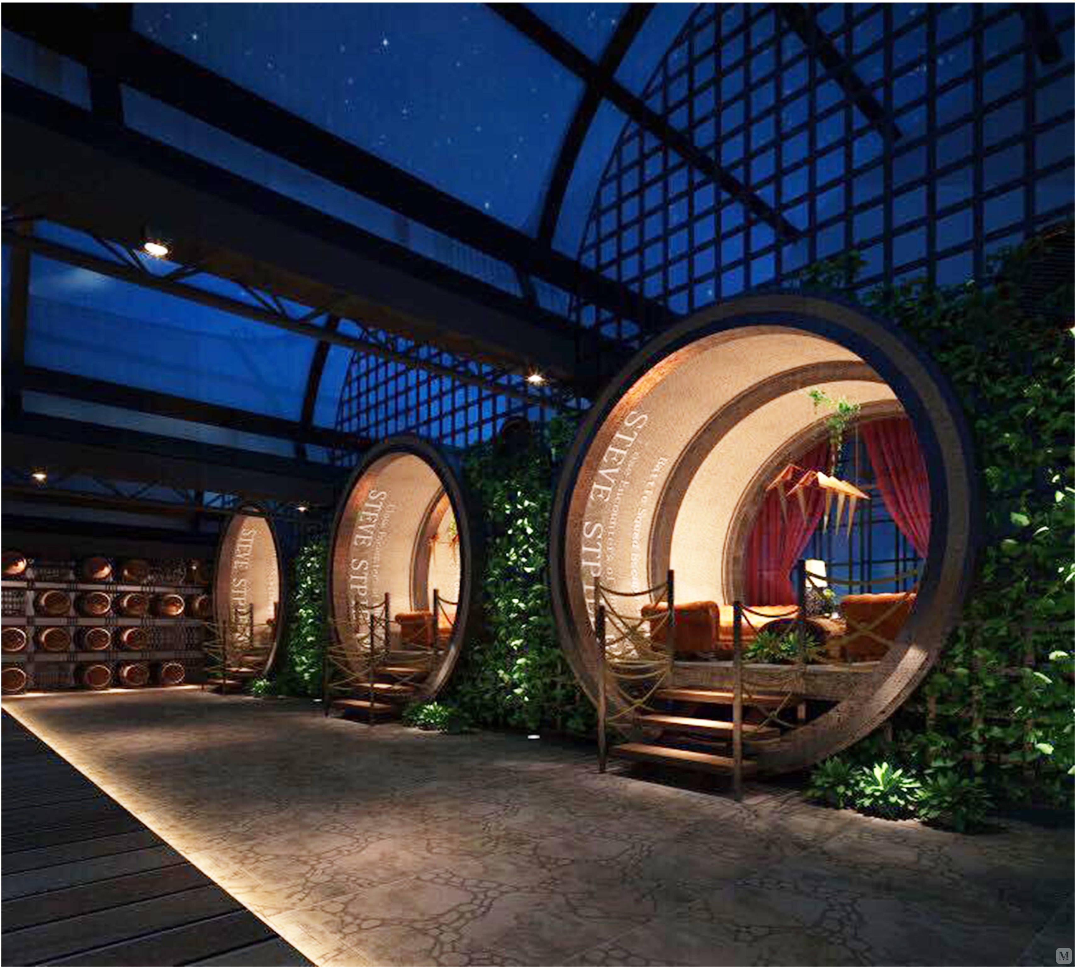 55.0万290㎡混搭别墅装修屋中园林——私人酒吧设计