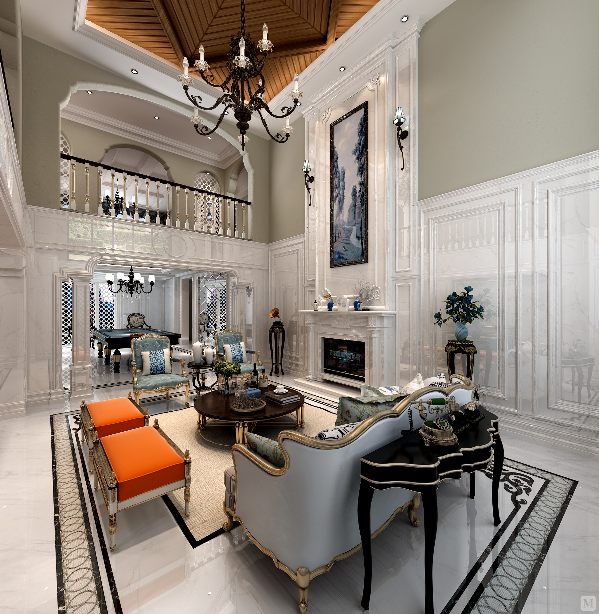 art deco客厅背景墙装修效果图