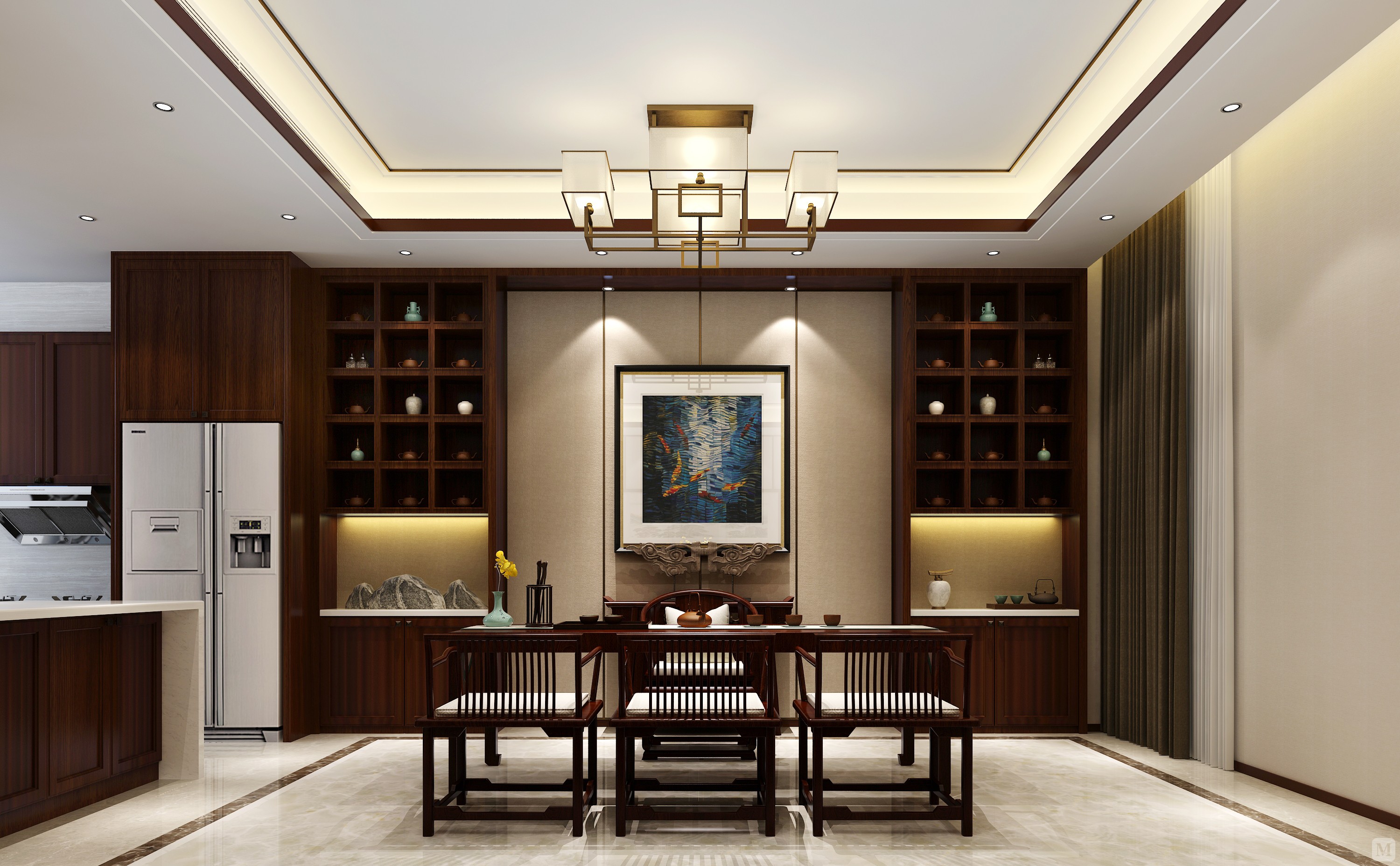 中式餐厅背景墙装修效果图