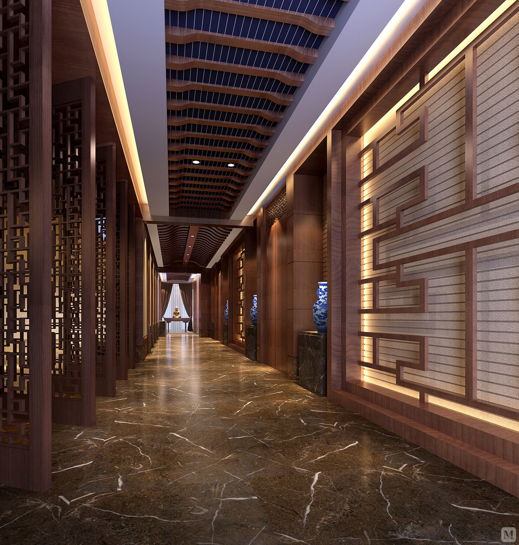 5万342㎡中式别墅装修高端办公空间设计