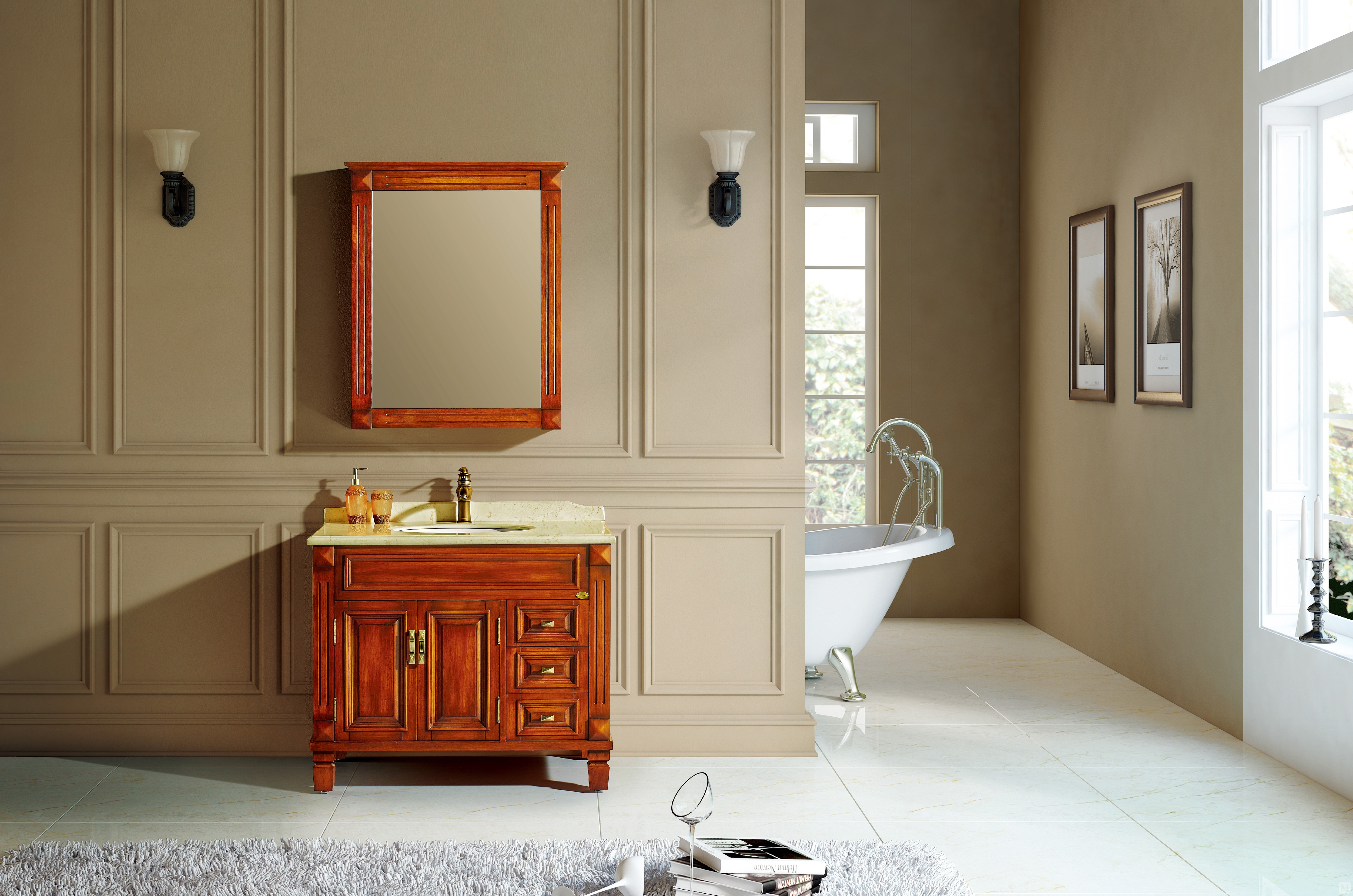 澳斯曼 浴室柜(含镜柜) 经典美式仿古柜 as8022