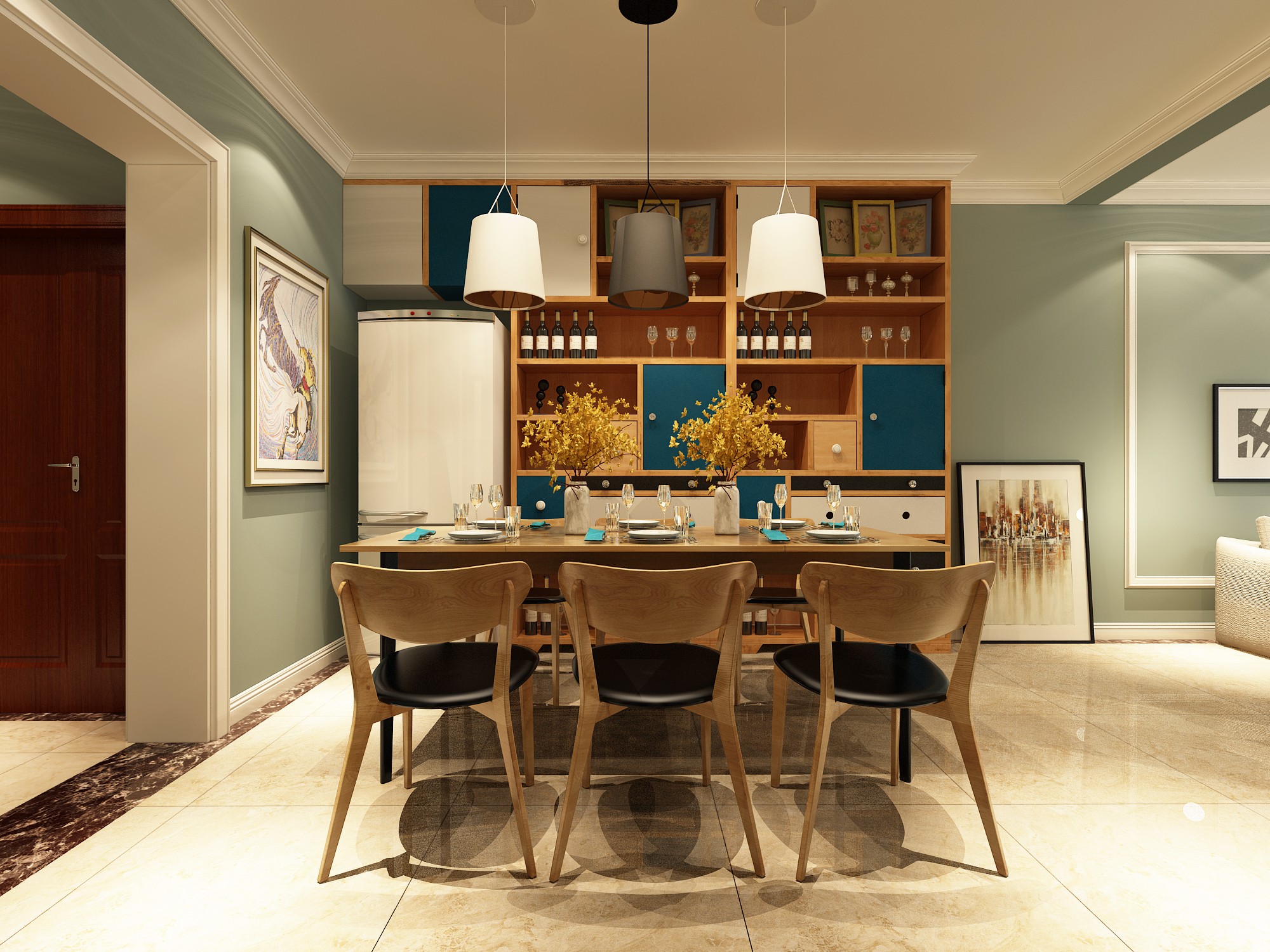 7万125㎡混搭三房装修美式和北欧装修混搭风格