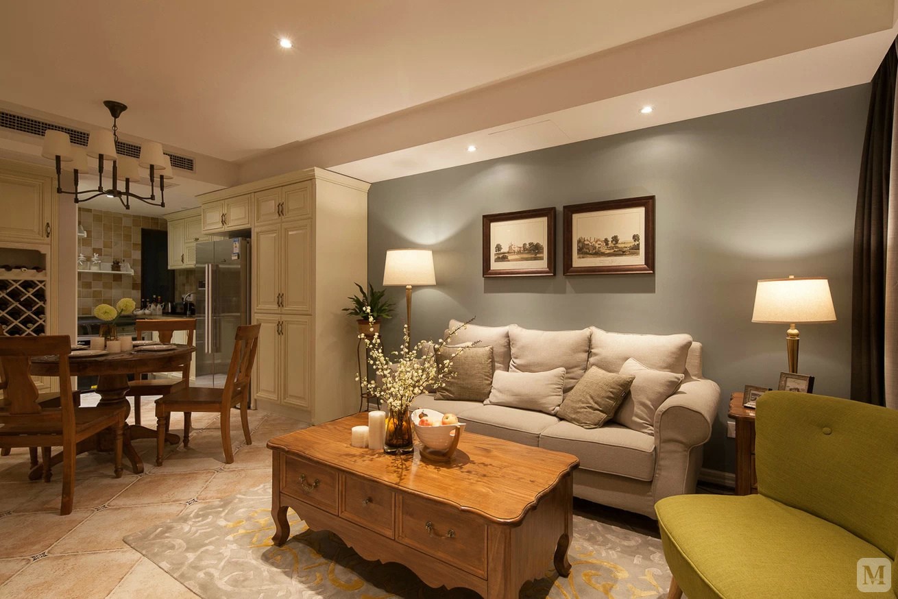 6万71㎡美式二房装修暖色乡村