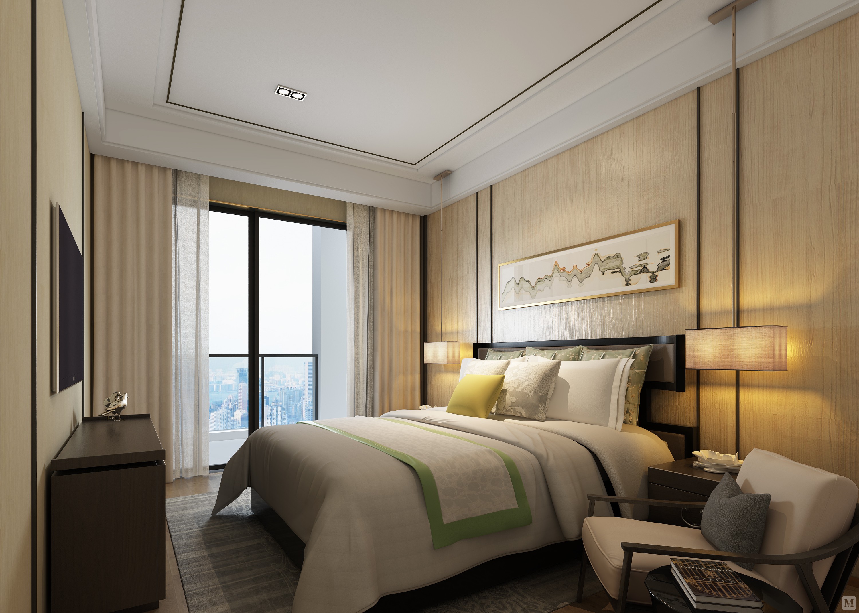 1万136㎡中式四房装修空灵孤美的新中式home-红星美凯龙家装效果图