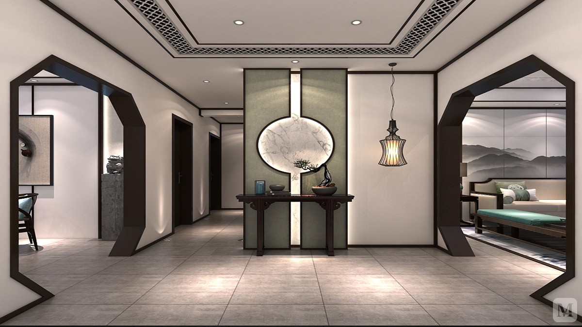 中式玄关装修效果图