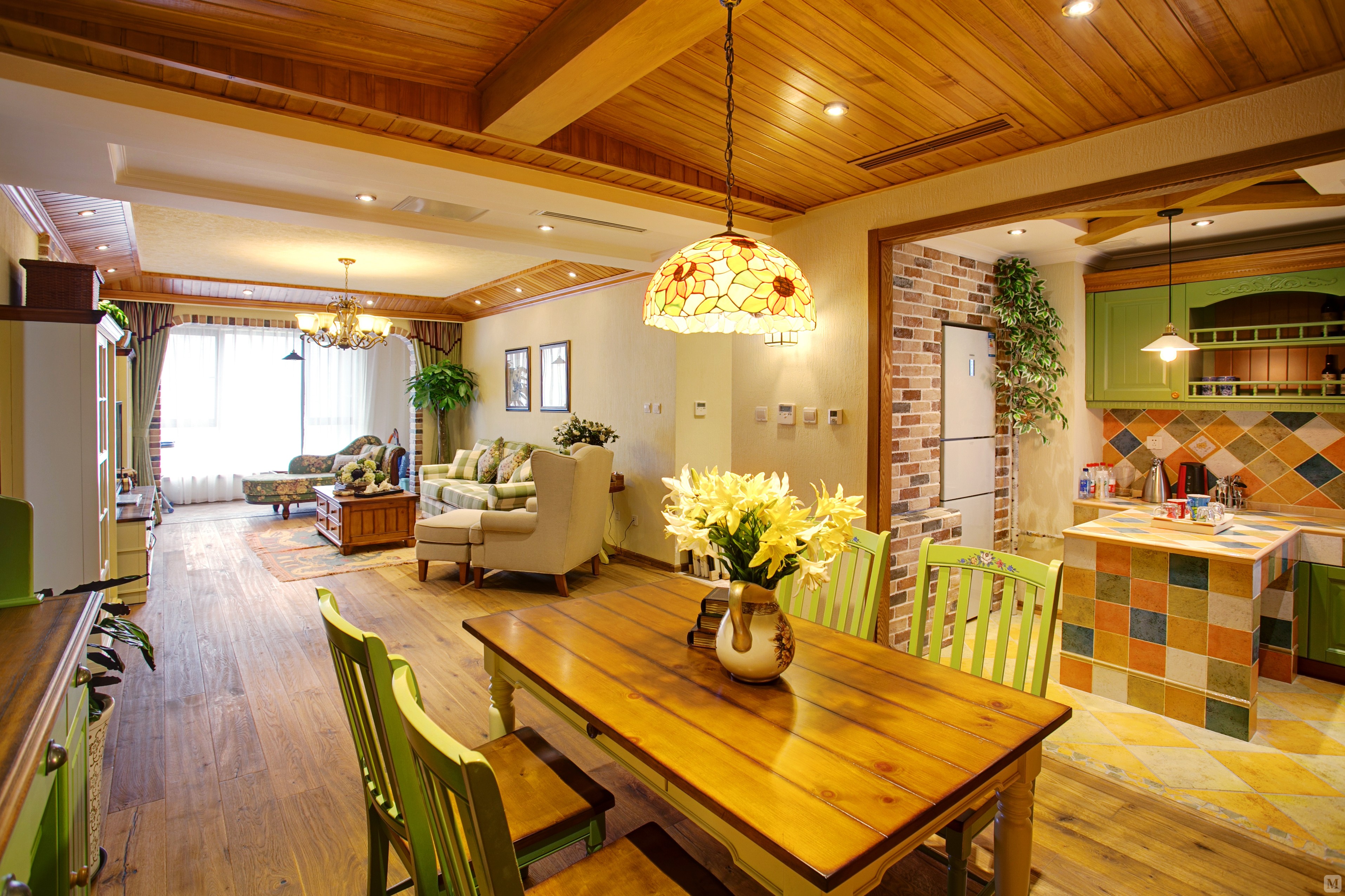 田园客厅背景墙装修效果图-红星美凯龙家装效果图