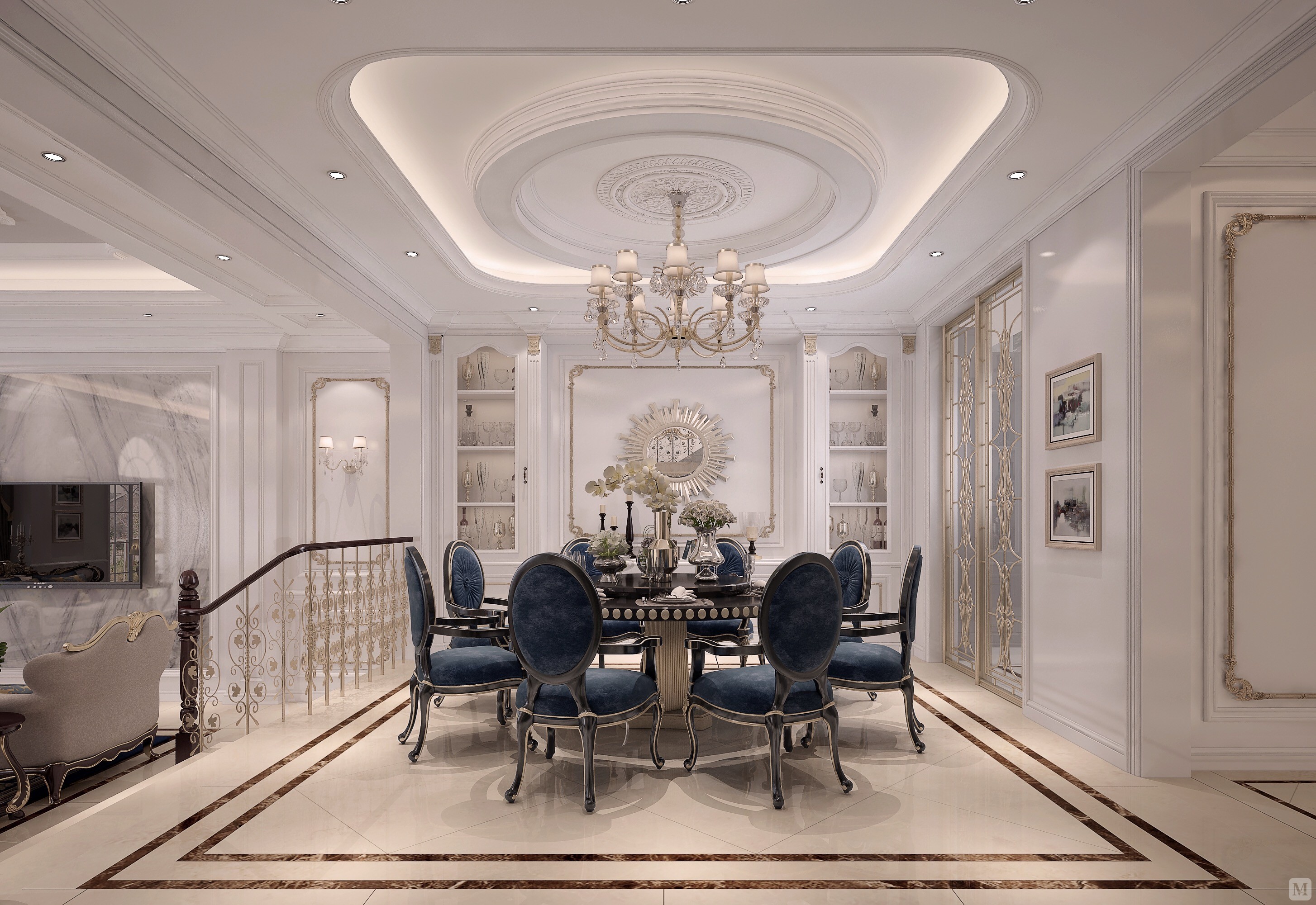 360㎡别墅简欧风格装修法式金大元-红星美凯龙家装效果图