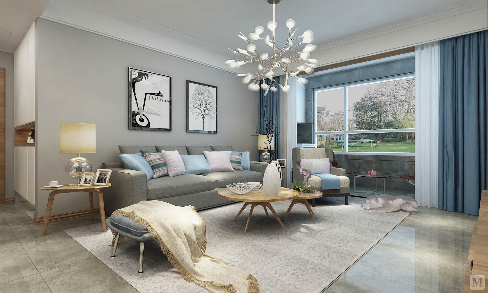 简约客厅窗帘装修效果图