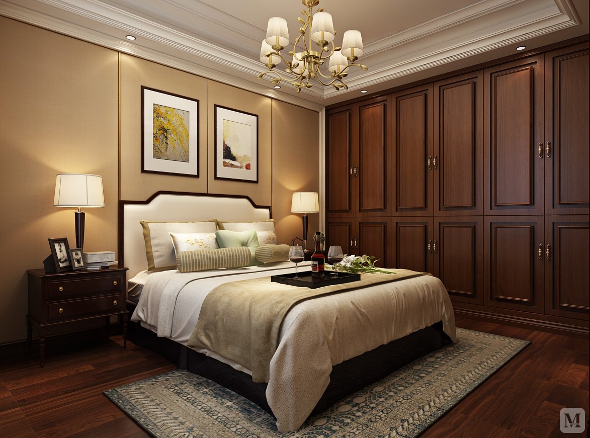 美式卧室窗帘装修效果图