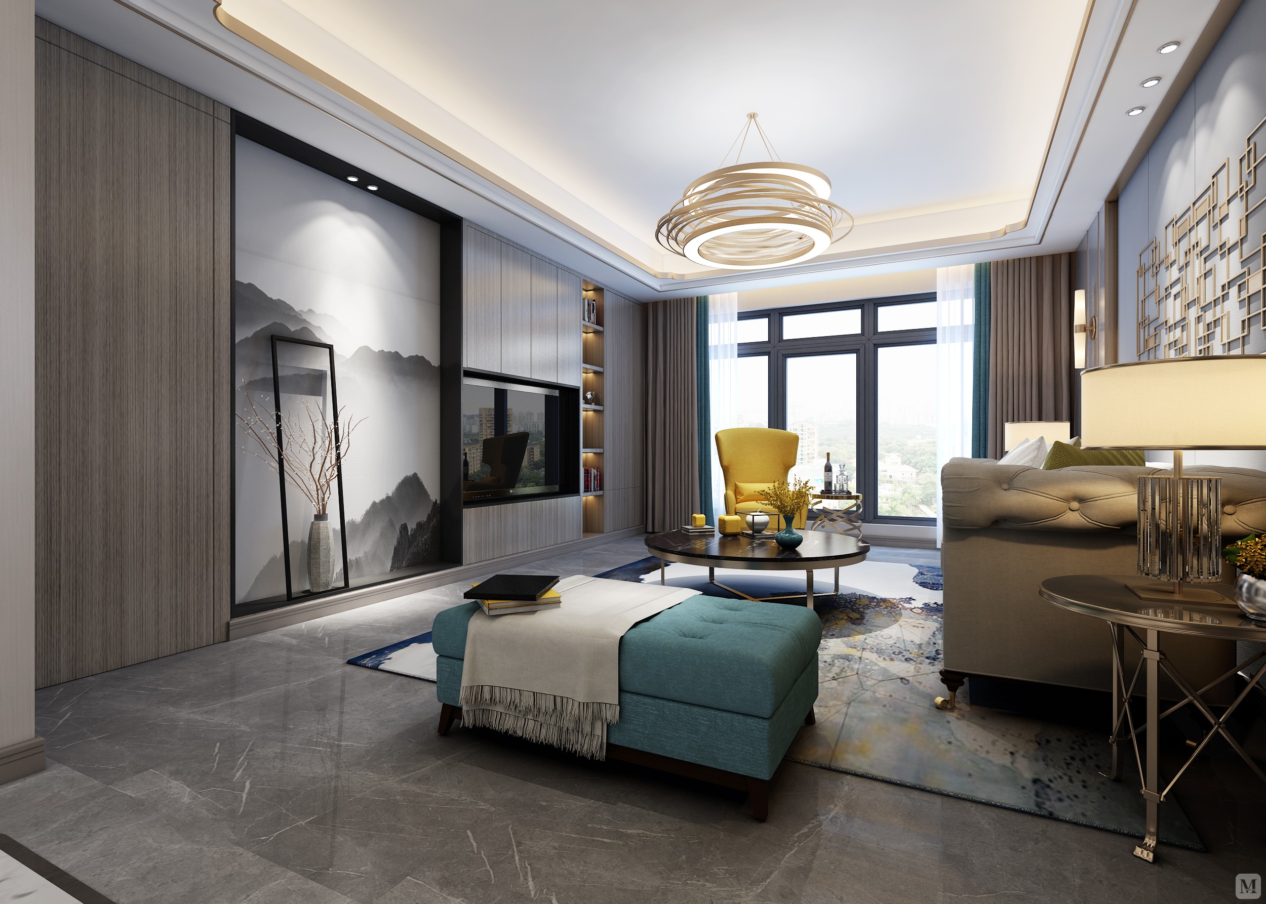 简约客厅背景墙装修效果图-红星美凯龙家装效果图