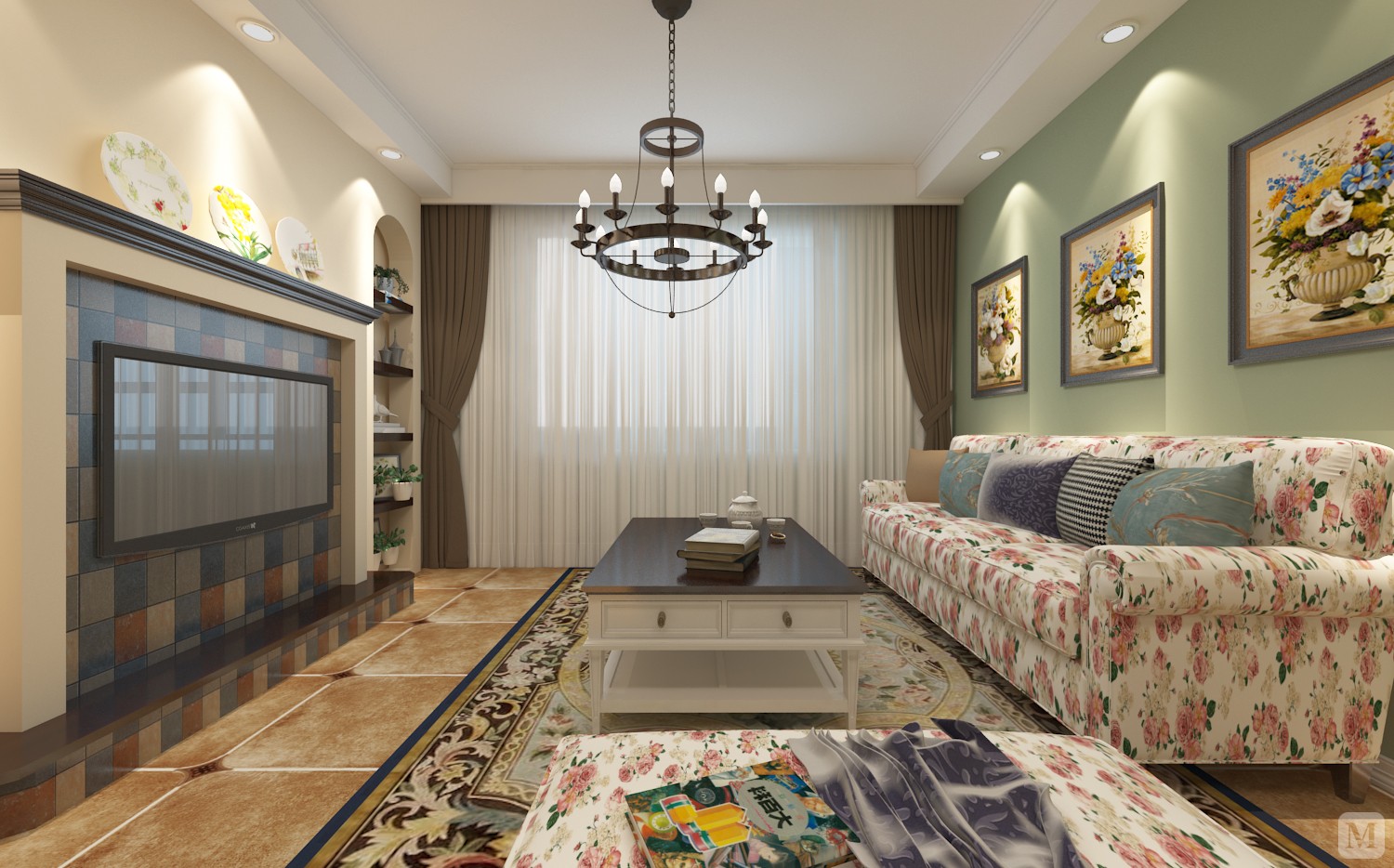 4万52㎡简约一房装修简约空间-红星美凯龙家装效果图