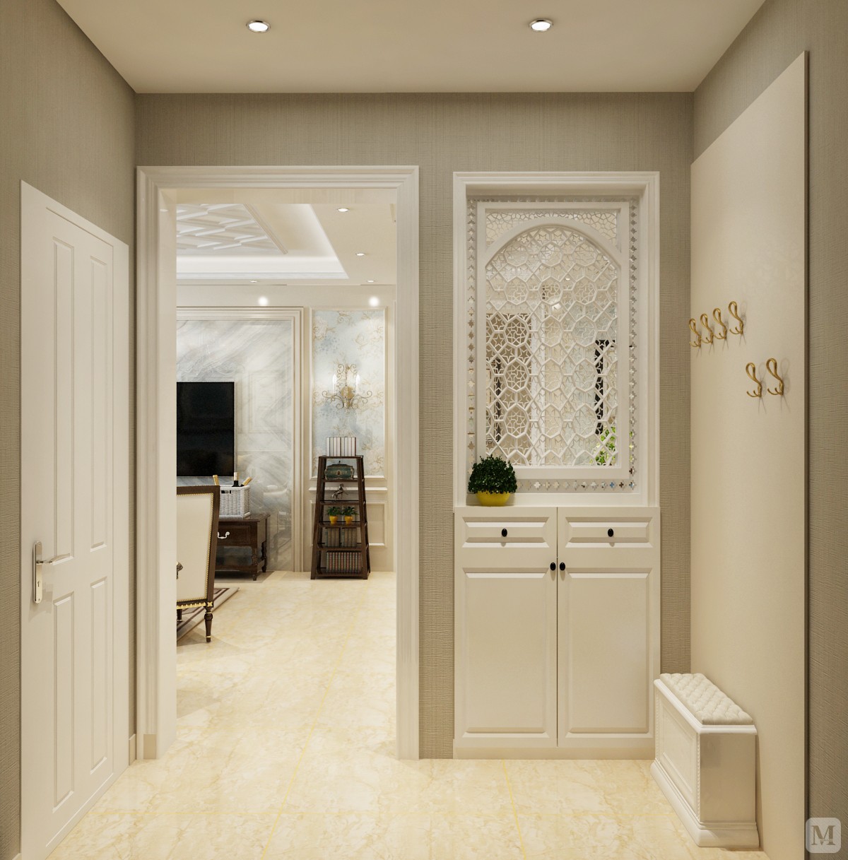 美式玄关装修效果图-红星美凯龙家装效果图