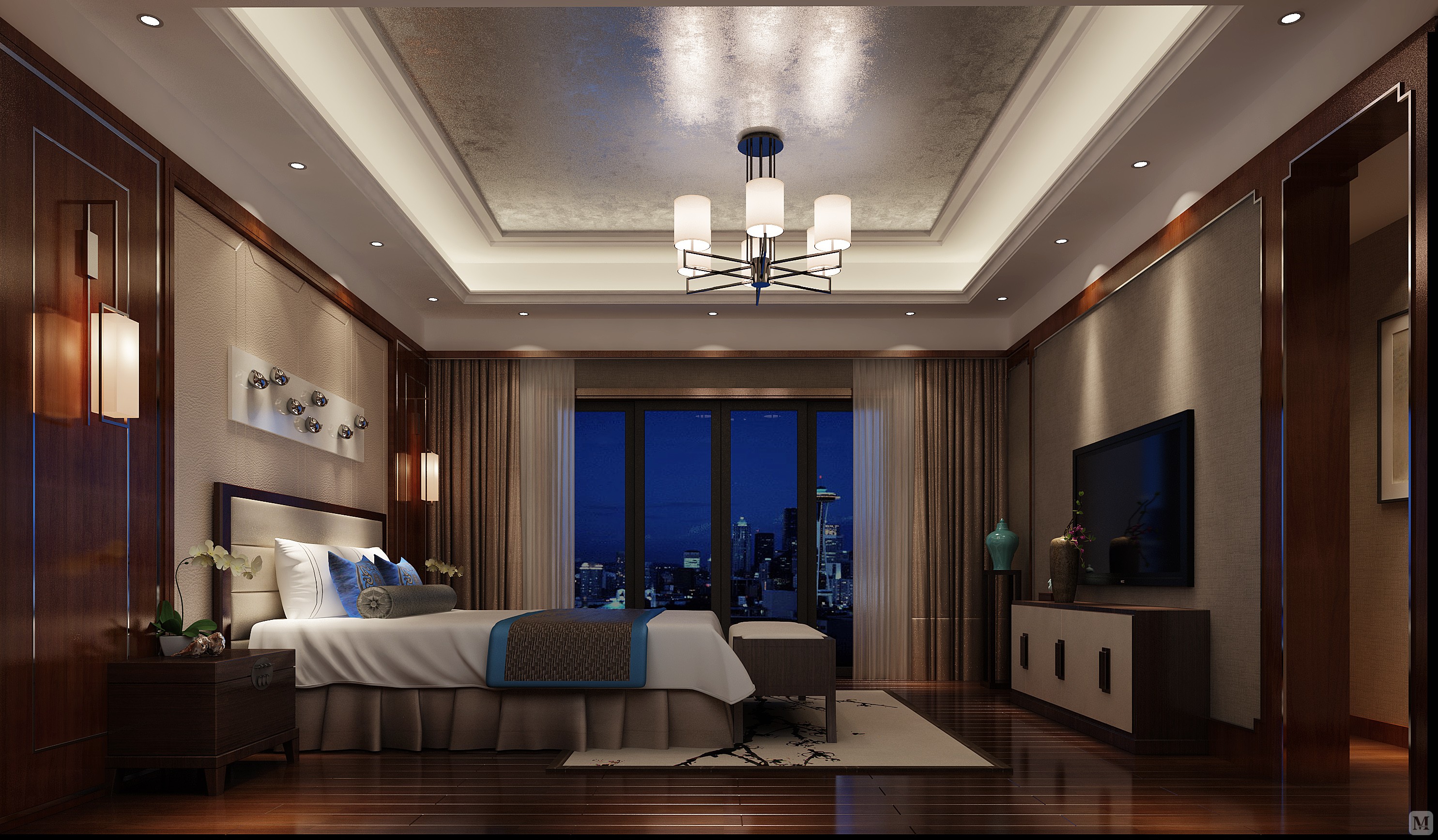 混搭卧室吊顶装修效果图