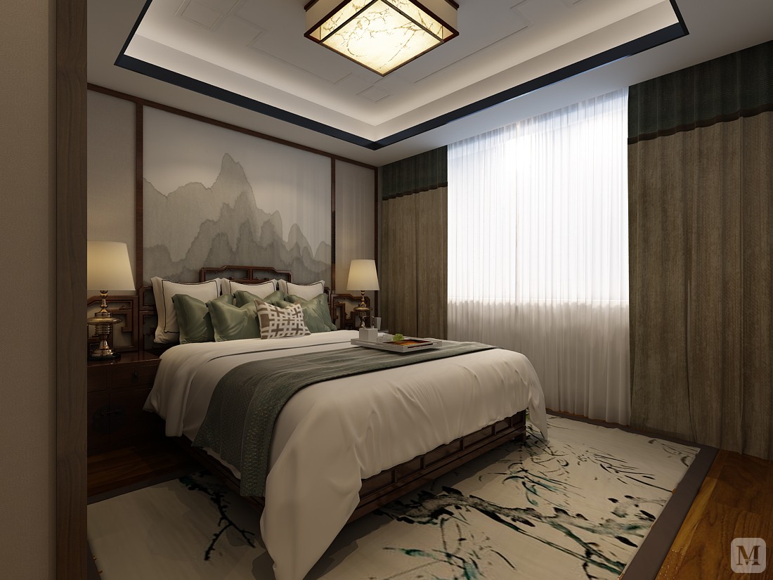 9万145㎡中式三房装修木石前盟-红星美凯龙家装效果图