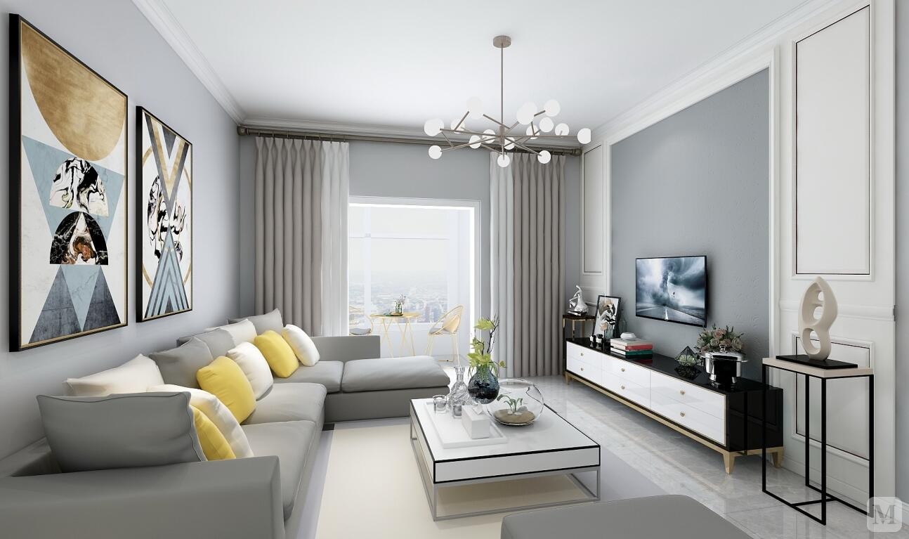 时尚极简风格_简约二房 设计装修案例图-保定红星美凯龙家装网