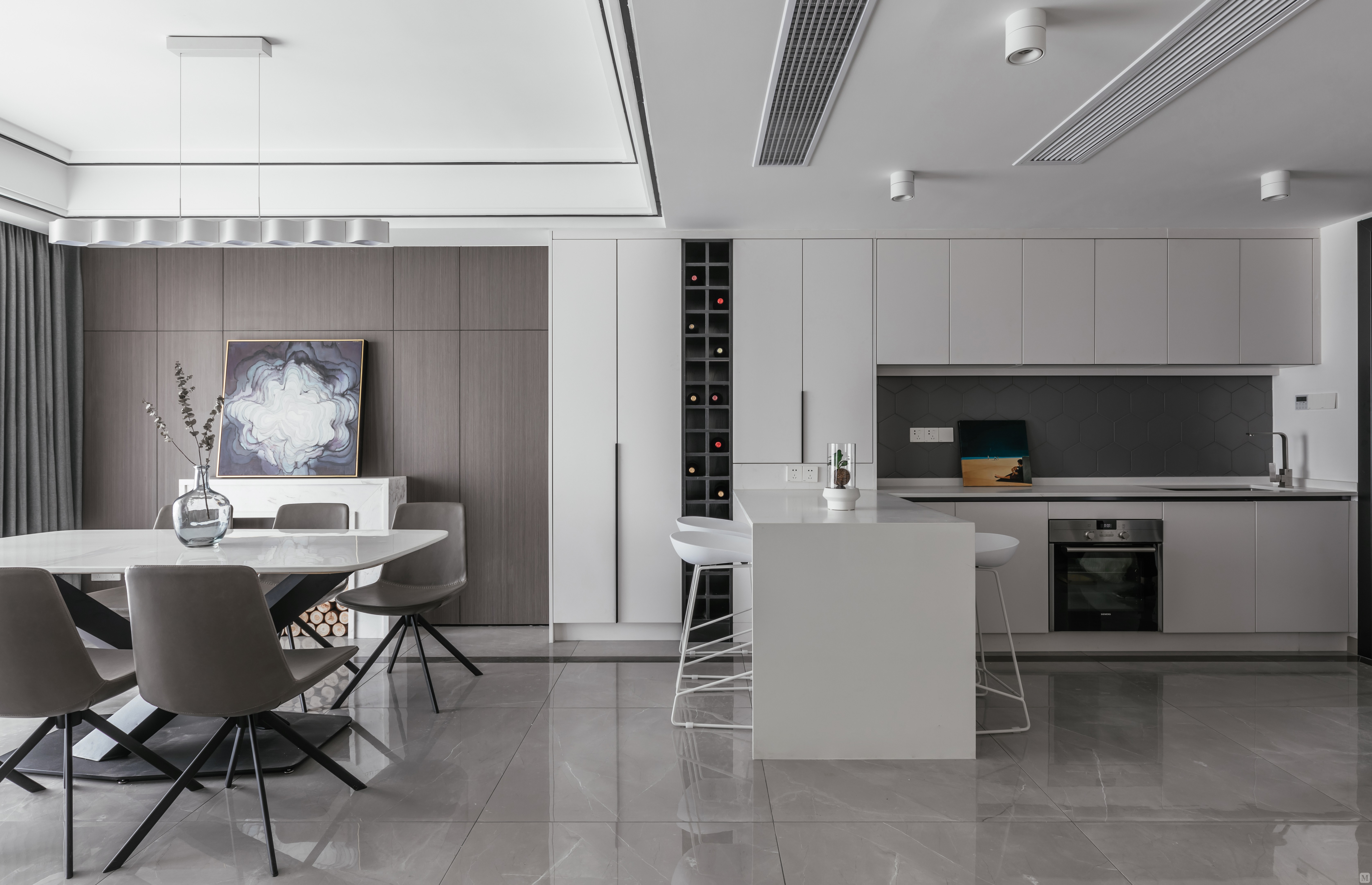 简约别墅装修别墅空间《楔》,简约灰调暗藏温情-红星美凯龙家装效果图