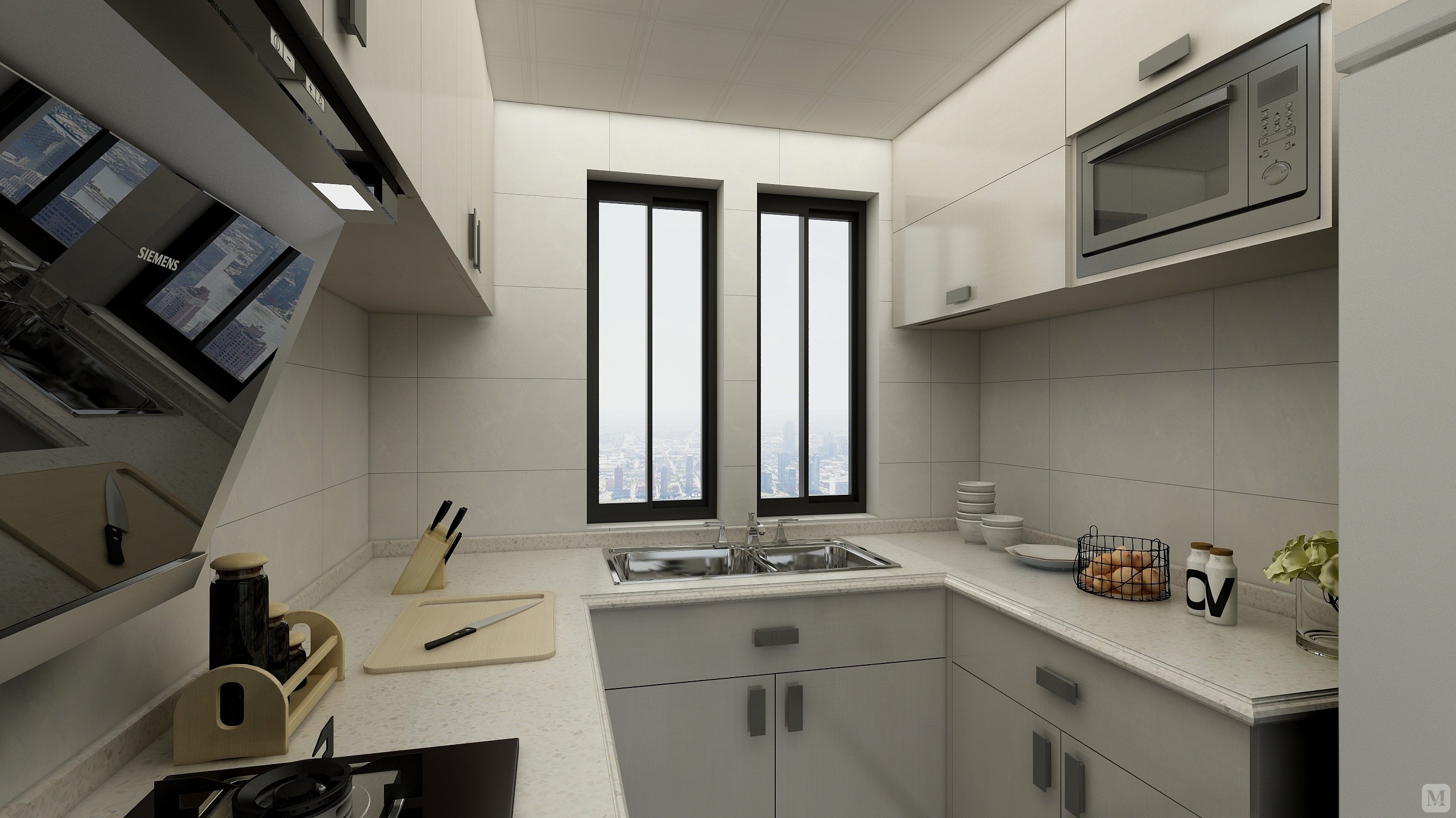 简约厨房吊顶装修效果图