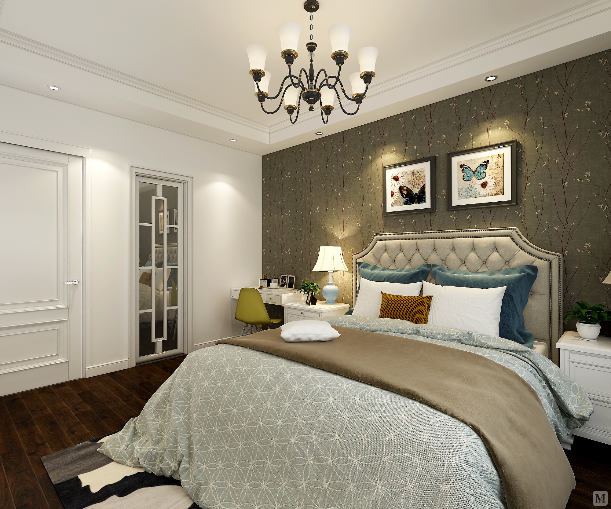 9万145㎡美式三房装修现代美式住宅空间设计-红星美凯龙家装效果图